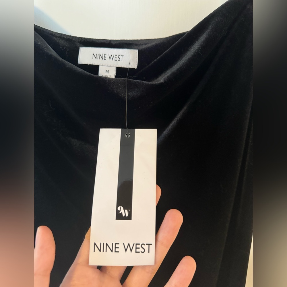 NWT Nine West Black Velvet Midi Slip Dress - Picture 4 of 11
